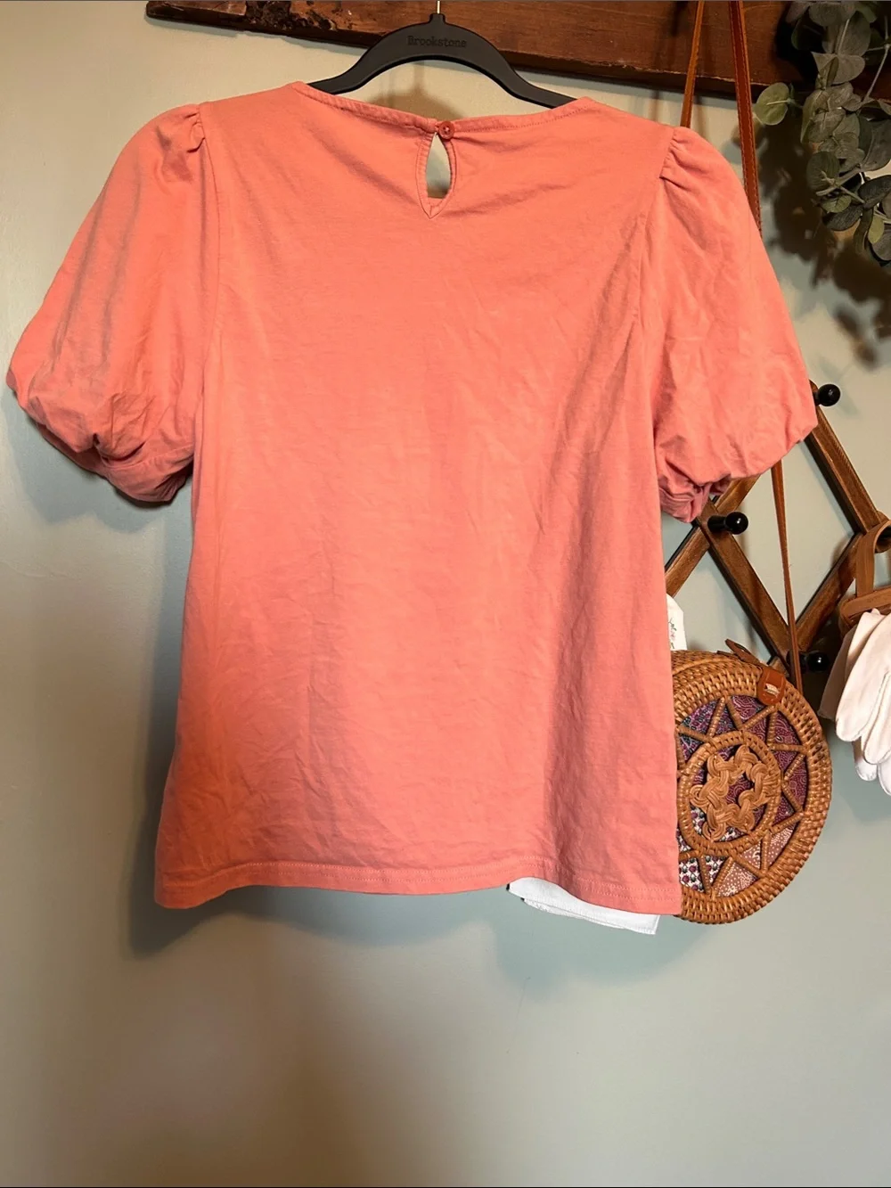 J. Crew Coral Pink Puff-Sleeve Smocked Yoke Top